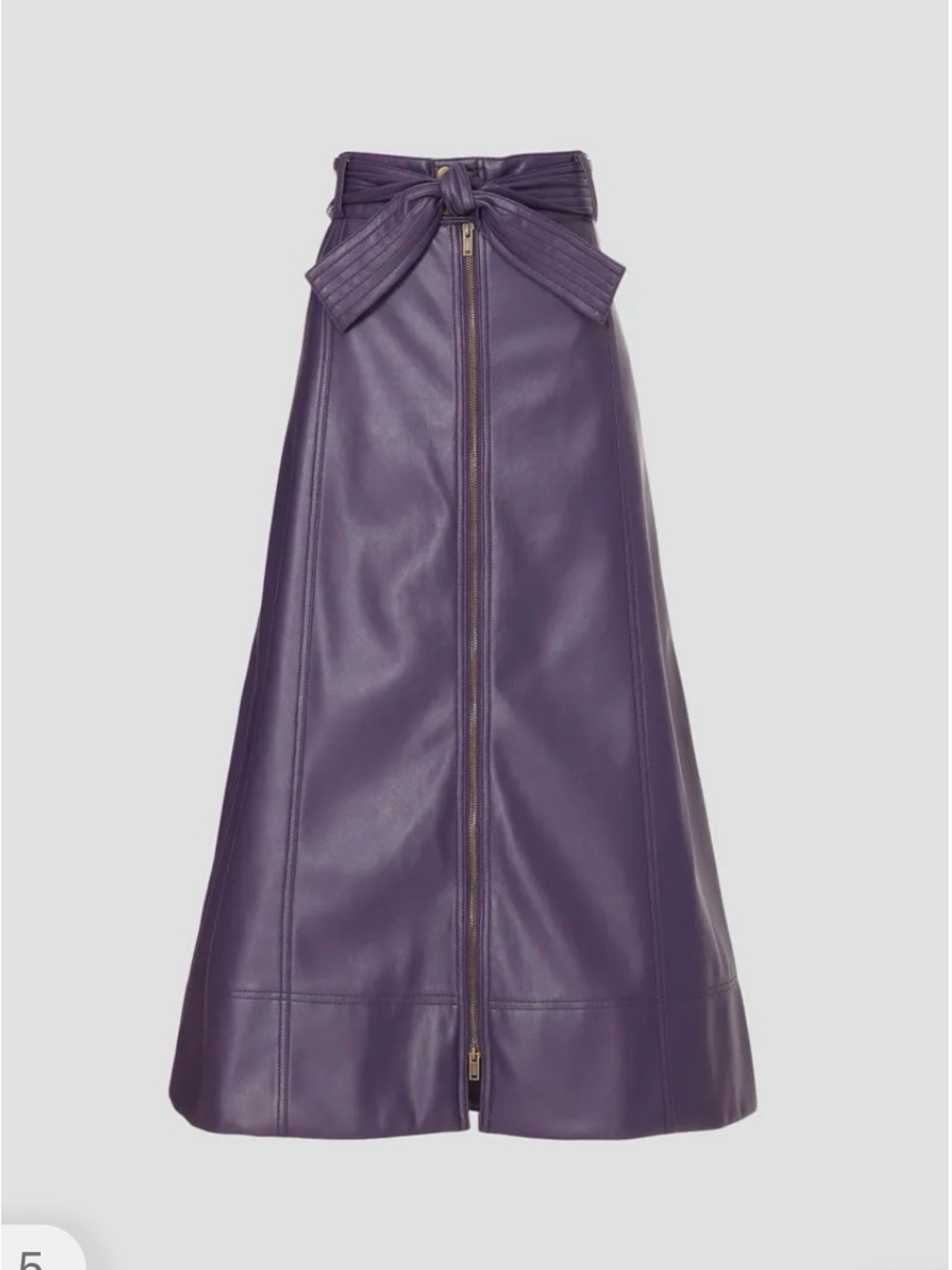 Marie Oliver Purple Faux Leather Maxi Skirt with Bow Waist